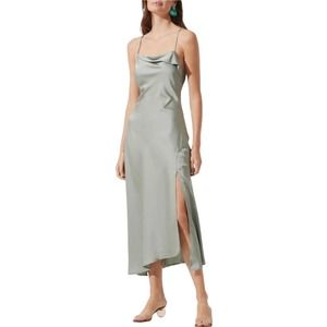 NWT ASTR the Label Slip Dress Open back Side Slit Sage Size Medium